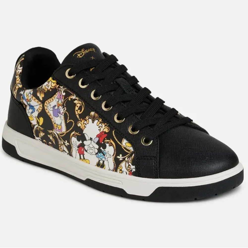 Aldo x Disney Graphic Lace-Up Low-Top Sneakers black cartoon print Men’s 8